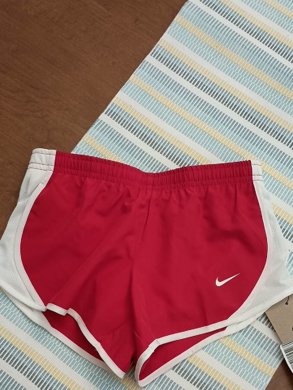 Nike Kids’s Red Athletic Shorts with White Accents